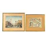Bernhard Witschel (DE 1866-1945) Aquatint & Map