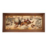 Vintage Russian Troika Tapestry, Framed