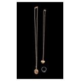 White 14K GE Ring + Two 12K GF Necklaces