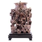 Chinese Carved Soapstone Table Lamp