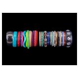 Acrylic & Gold Tone Bangle Bracelets (32)