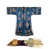 Chinese Silk Robe + Japanese Obis & Fabric Pieces