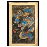 Blue Dragon Painting Late 19th / Early 20th C