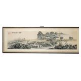 Vintage Chinese Watercolor of Mountain Village
