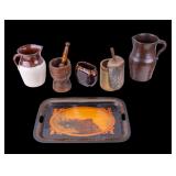 E.G. Burgum Tray and Early 20th C Stoneware