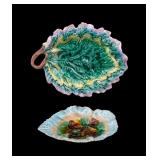 Etruscan Majolica and Ceramic Leaf Plate