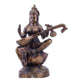 Saraswati Hindu Goddess Metal Statue
