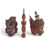 Balinese Rama & Human Wood Masks + Buddha Statue