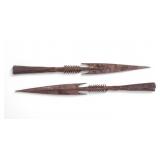 African / Chad Barbed Iron Harpoon Spearheads (2)