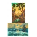 20th C. Seascape and Landscape by Fabbri & V. Berk
