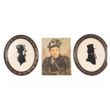 Early 20th C. Silhouettes & Oil Portrait