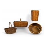 Vintage African Bolga Basket + 3 Other Baskets