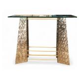 Designer Marsha Lega Glass Table w/ Copper