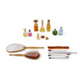 Hardstone Hatpins, Perfumes, & Mirror & Brush Set