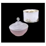 Antique Milk Glass and Mau-Riel Bonboniere
