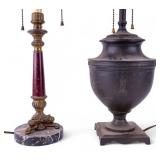 Vintage Metal and Marble Double Socket Lamps