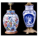 MD Delft Tobacco Jar Lamp & Blue Porcelain Lamp