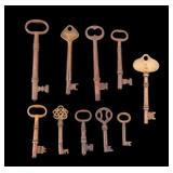 Vintage Brass Skeleton Keys (10)