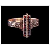 14K Gold Ring w/ Red Stone Accents,Unmarked