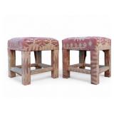 Pair of Kilim-Style Stools