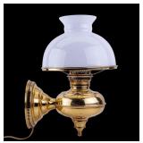 Brass Sconce with White and Clear Glass Shades
