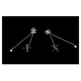 Chanel Dangle Earrings Pearl and Plane Accents