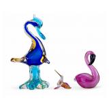 Murano and Russ Blown Glass Bird Figurines