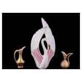 MCM Swan Statuette and Weeping Gold Vases