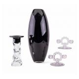 Art Glass Vase and Candle Holders