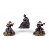 Painted Troubadour Bookends, Metal Clock Topper
