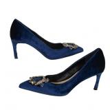 Christian Dior Blue Velvet Heels w/ Embellishment