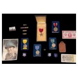 WWII Svc Medals, Foreign Currency, Vintage Photos