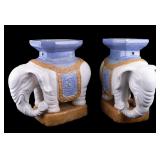 Pair of Ceramic Elephant Plant Stands