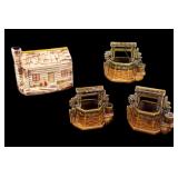 McCoy Pottery Log Cabin Wishing Well Figurines