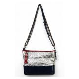 Chanel Quilted Purse Silver and Black Leather