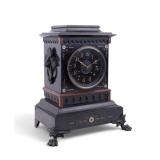 J.E. Caldwell Black Slate Mantel Clock with Inlay