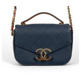 Chanel Quilted Purse, 8.5 x 6 Inches, Blue