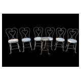 White Parlor Chairs (6) w/ Matching Stool