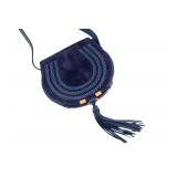 Chloe Blue Suede Purse with Tassel Accent