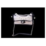 Chanel Transparent / Leather Handbag Pearl Strap