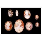 Victorian Cameos w/ Gold Fill (8)