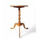 Antique Figured Tiger Maple Tri Foot Tea Table