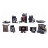 Early Kodak (3) & 3 Other Folding Cameras + Cases