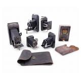 Early Kodak (3) & 2 Other Folding Cameras + Cases