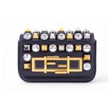 Fendi Black and Gold Embellished Clutch Bag