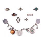 Sterling Rings and Charm Bracelet