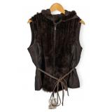Per Se Mink Vest with Belted Waist