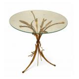 MCM Glass-Top Round Table with Gilded Wheat Base