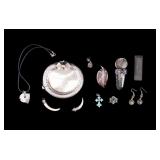 Sterling Pendant and Other Silver Tone Jewelry