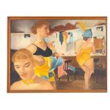 Vintage Oil Painting of Dancers in Dressing Room
